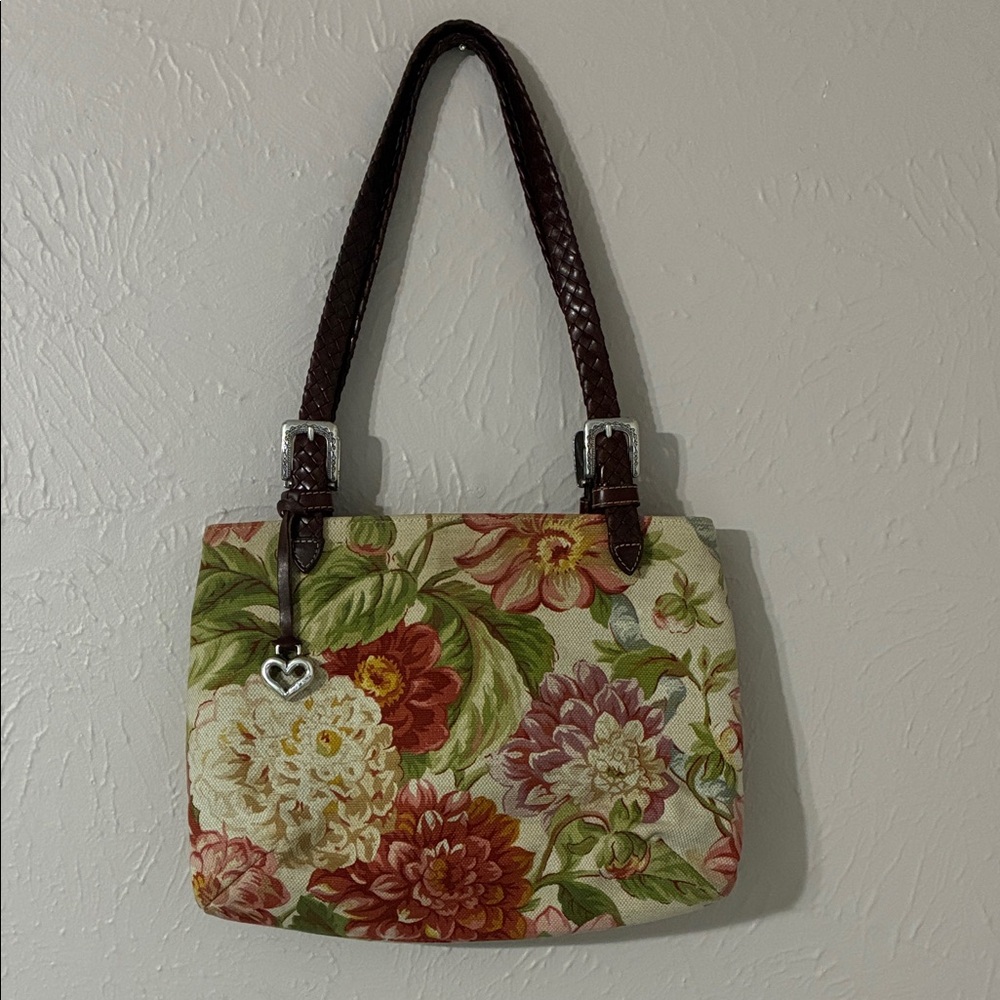 Brighton Floral Women's Bag with Brown braided Straps